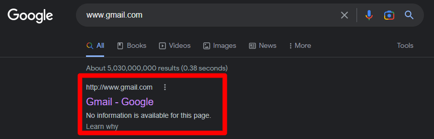 patrickstox's tweet photo. Technical SEO pop quiz. Who can tell me why this is happening to gmail?

I'll share the answer later if no one gets it right. https://t.co/4J5YX2geFz