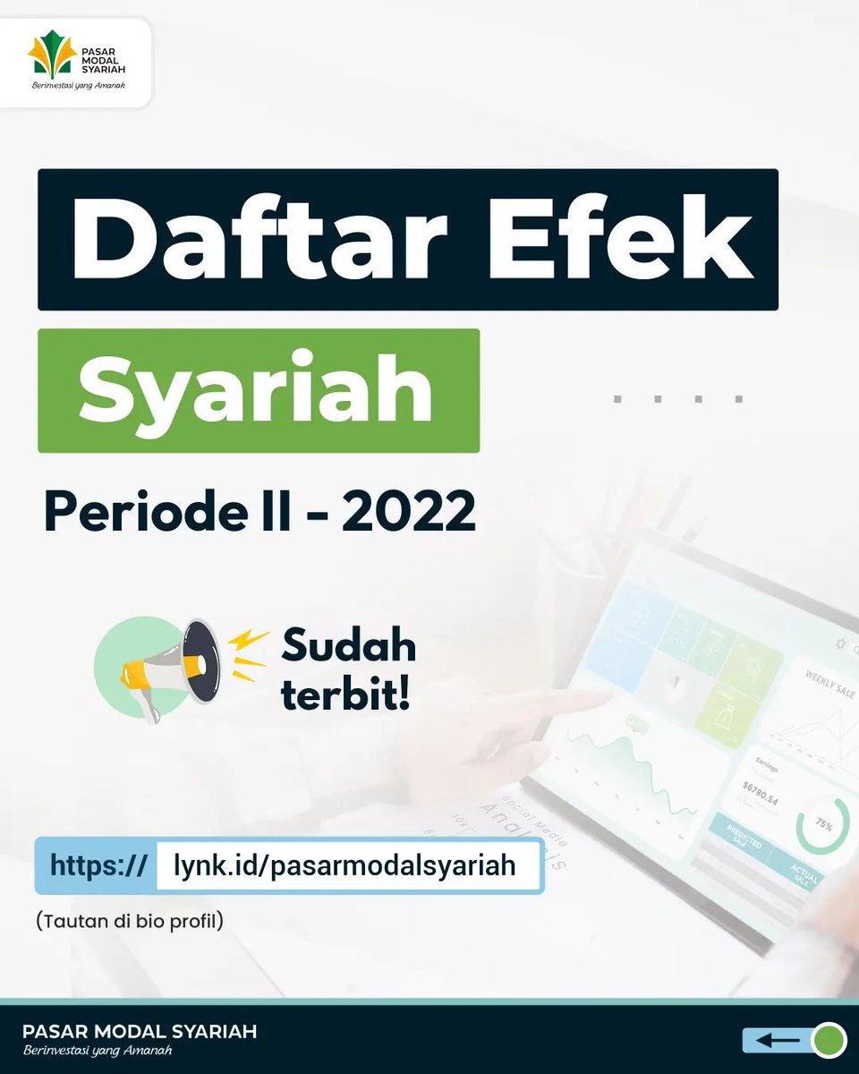 pm_syariah's tweet photo. (PART 1)

---

Daftar Efek Syariah Periode II - 2022 sudah terbit!

Setiap tahunnya, secara periodik Otoritas Jasa Keuangan melakukan penerbitan Daftar Efek Syariah pada akhir Mei dan November yang efektif pada tanggal 1 Juni dan 1 Desember. https://t.co/TezXfN2Ip6