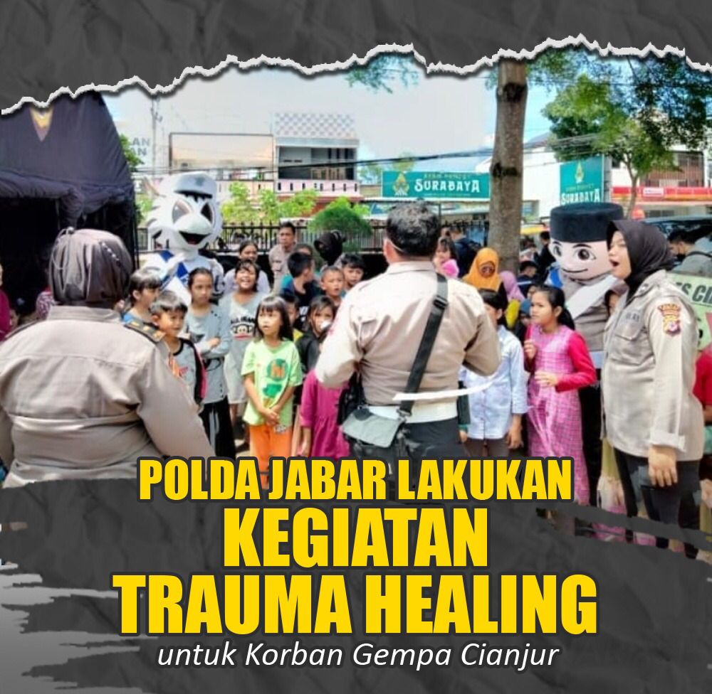 fifiainur's tweet photo. Polri Jabar berupaya memberi Semangat Untuk Bangkit bagi para korban gempa Cianjur dengan cara melakukan kegiatan trauma healing bagi para korban #SinergiBantuRakyat https://t.co/bjrw8kirvF