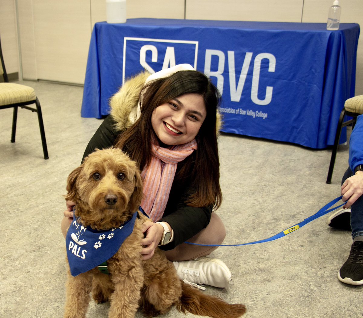 SAofBVC's tweet photo. Thank you to our pals at @PALSCalgary for stopping by today to be a part of our Stress Less Week! 🐾❤️
#sabvc #bvcnow #bvcbold #bvcevents #studentevents #pettherapy #stressless #bowvalleycollege https://t.co/H2rvrlF3CU