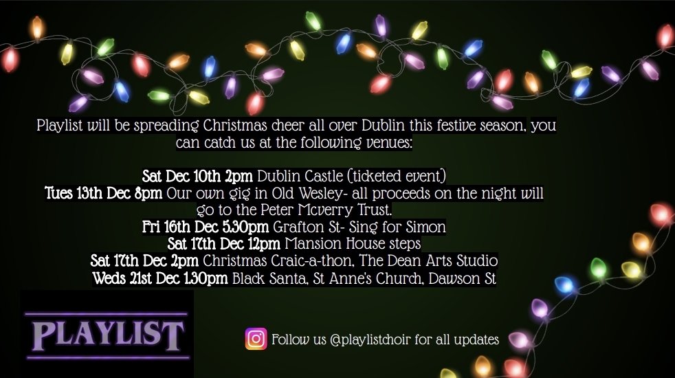 playlistchoir's tweet photo. Delighted to be taking part in lots of events across the city this festive season. If you're out and about around town come and join us for a song or two! @opwireland @dublincastleopw @PMVTrust @SimonCommunity @LordMayorDublin @ruthlessimagery @dublincityfm #christmas2022 #choir https://t.co/UfkMgjzTse