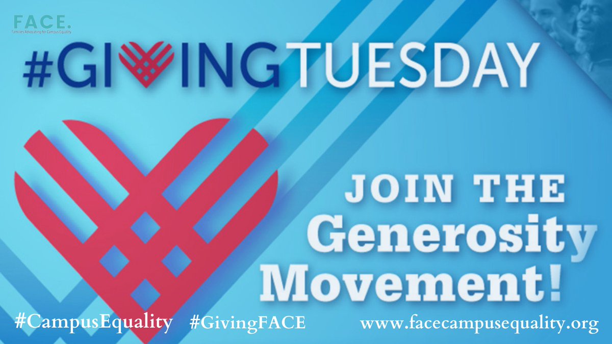 FaceCampusEqual's tweet photo. TODAY is #givingtuesday and YOU can help support FACE’s mission by donating!
https://t.co/HFb5sy4kO2
______________
#campusequality #titleix #dueprocess #mission #highereducation #highered #nonprofit #GivingTuesday2022 #leadership #education #family #students #donate https://t.co/AGAzydhu2j