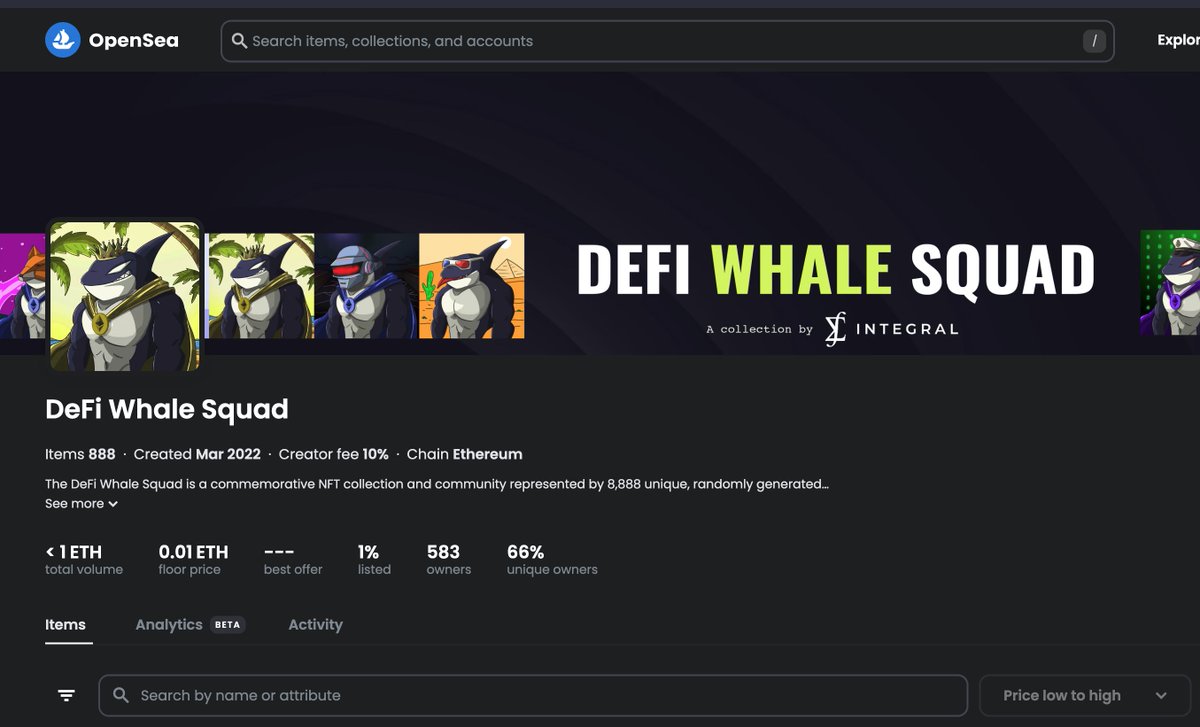 📢 Proud to announce The DeFi Whale Squad just minted it's 888th whale today.

10% of the 8,888 DeFi whales have been minted in the past 8 months. Slow and steady as planned! 😃

Join the SQUAD! #DeFiWhale #WhaleSquad <a href="/IntegralHQ/">Integral</a>