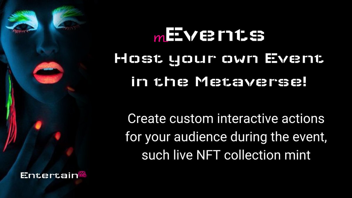 entertainm_io's tweet photo. All #mEvents can be found on #mPlatform, where users can book their tickets and join using #mAvatar🥳
#EntertainM #mEvents
#MetaverseWorlds #Metaverseproject #Event #NFTproject https://t.co/0vZfb0Nfsv