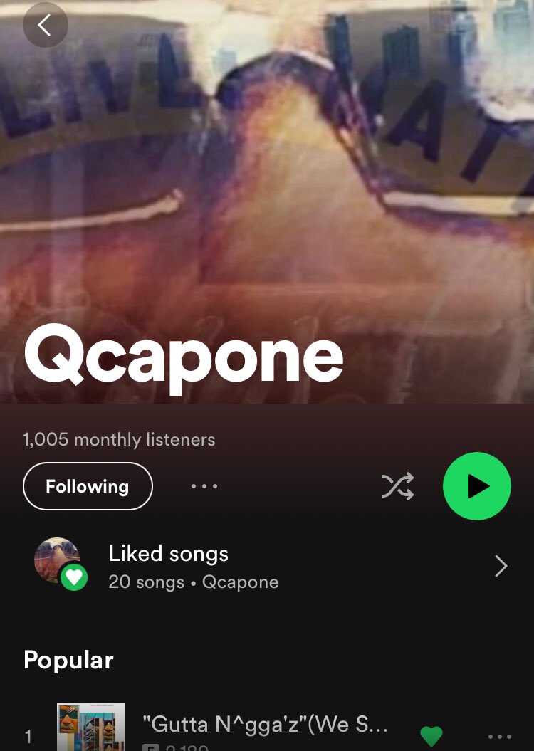 Qcapone9191's tweet photo. 1,005 Monthly Listeners #Spotify #Qcapone #Artist #OnSpotify #HelpMeGrow https://t.co/FHxvIEHXVH