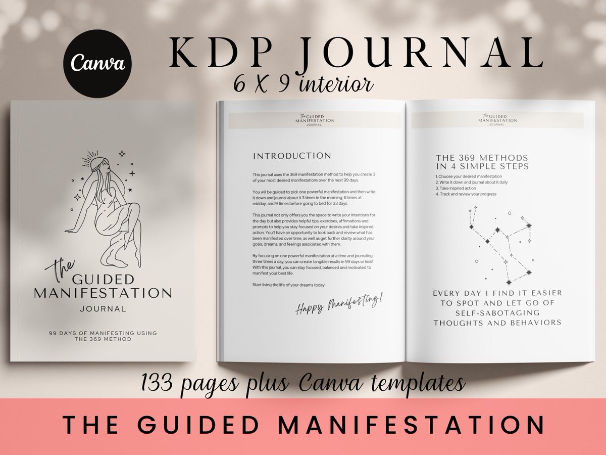 KDPTemplate's tweet photo. Excited to share the latest addition to my #etsy shop: The Guided Manifestation Journal 369, KDP Template, 6x9, Canva Template, KDP Medium Content https://t.co/NjLmV9gyFX #white #black #kdpinteriors #amazonkdp #kdpinterior #amazonkdpinterior #kdptemplate #canvatemplate https://t.co/1u7SpcfC1J