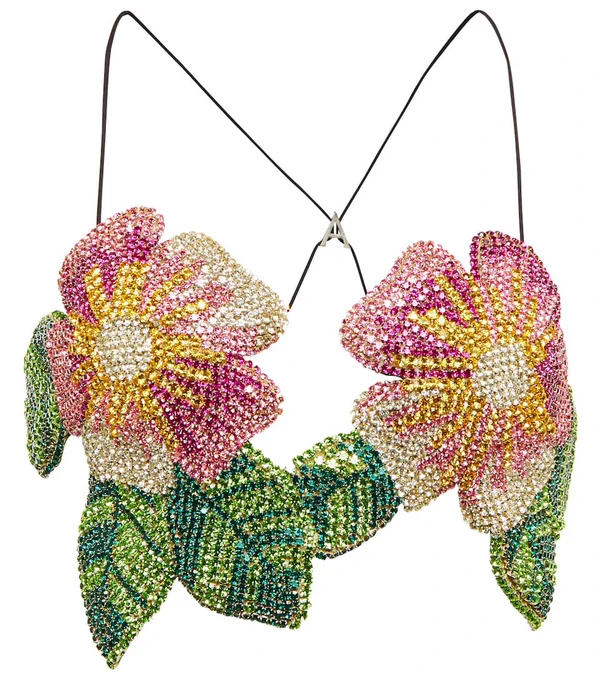 crystal-embellished crop top by area 