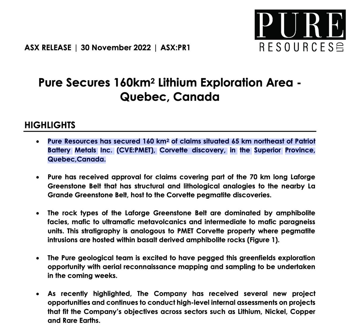 GTT_Ventures's tweet photo. $PR1 Secures 160km2 Lithium Exploration Area -
Quebec, Canada

#lithium #asx #Quebec https://t.co/bObfOhEcDv