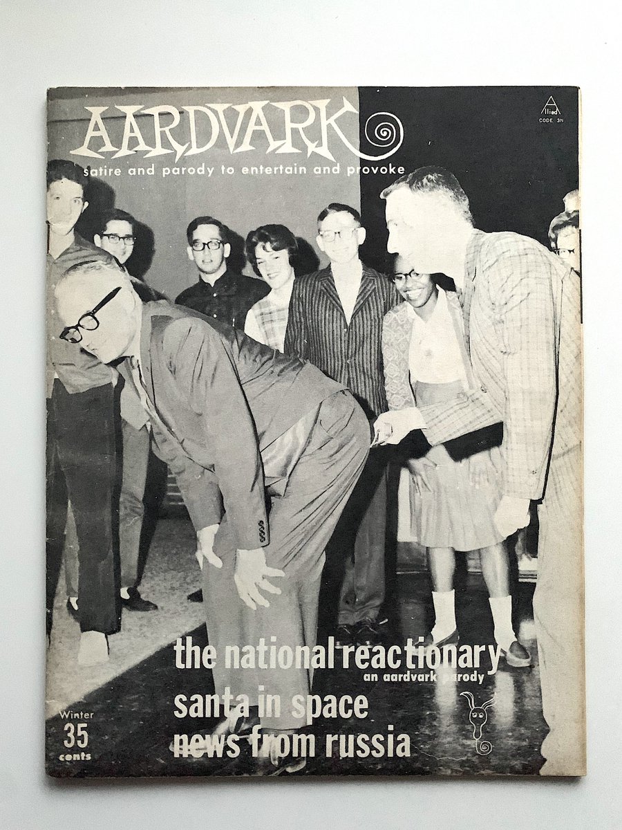 WCBallyoo's tweet photo. NEW TO THE BALLYHOO ARCHIVES: The Aardvark, a weirdo arthouse in Old Town that began at The Second City, published a Harvey Kurtzman-esque satire magazine; this Winter 1964 issue features several pieces from underground comix legend Jay Lynch. #Chicago #cartoonist #JayLynch https://t.co/IEK0NijjMg