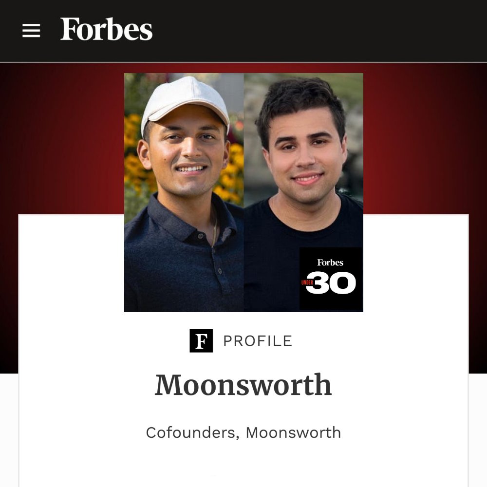 Forbes 30 Under 30???? 🥹

So incredibly proud of our team <a href="/Moonsworth/">Moonsworth</a>, and thankful to everyone who has supported us along the way.