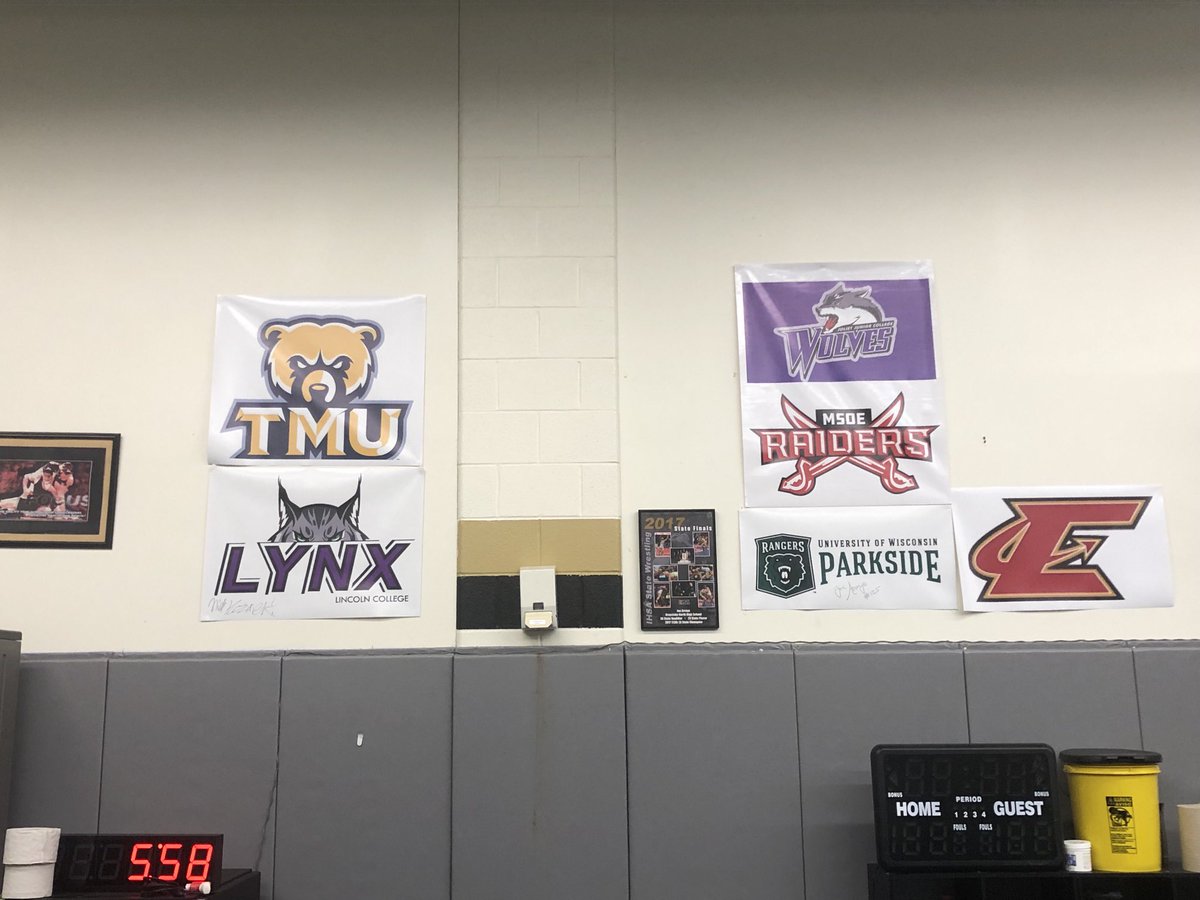 Added two more colleges to the wall for former wrestlers continuing on in college!! ⁦<a href="/jake_joz/">Jake</a>⁩  ⁦<a href="/EurekaCollegeWr/">Eureka College Wrestling</a>⁩  Frank Salcedo ⁦<a href="/GoTMUWrestling/">Truett McConnell University Wrestling</a>⁩
