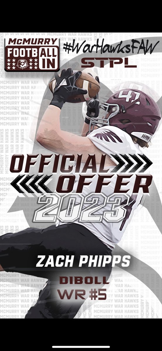 Zphipps05's tweet photo. I am blessed to receive an offer from @McMURRYFOOTBALL #AGTG🙏🏾🙏🏾 https://t.co/PB14NNzoDw