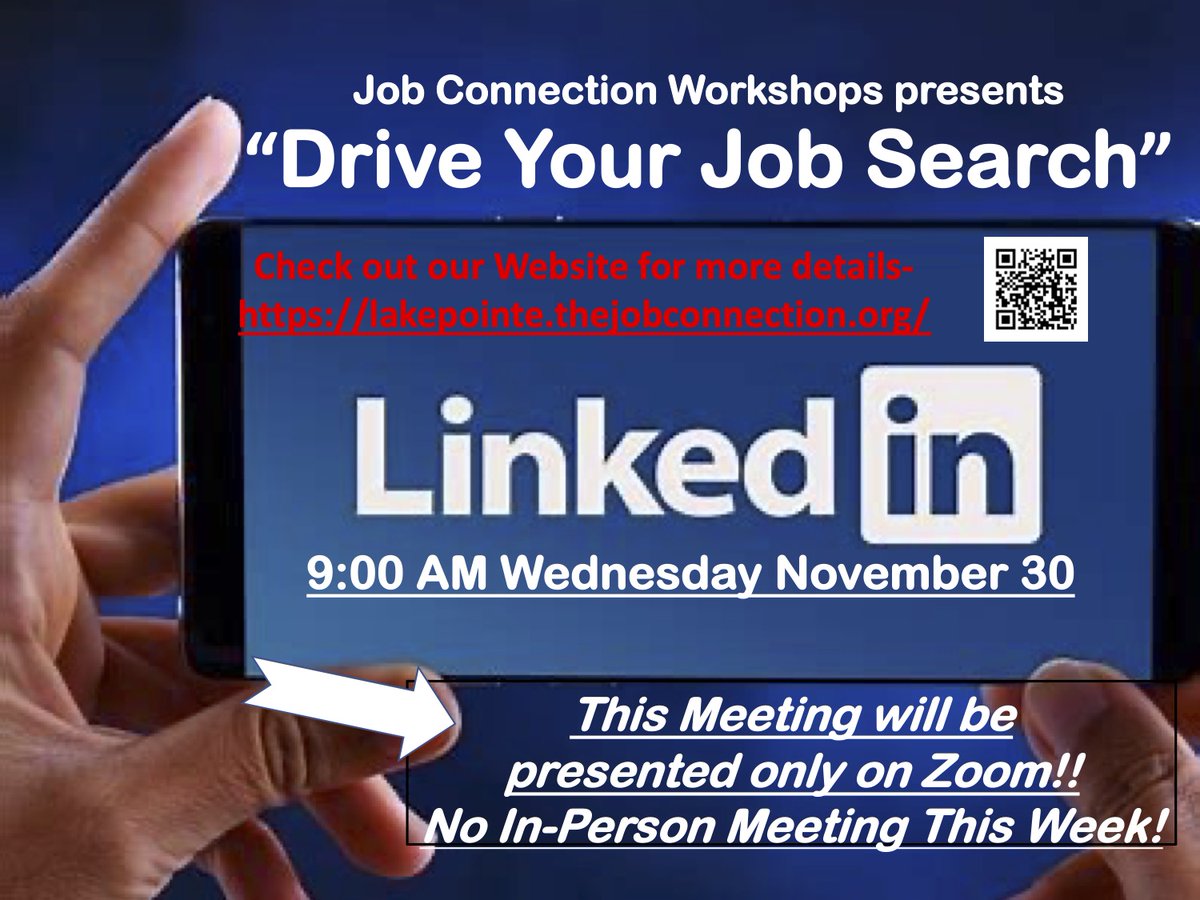 lpjobconnection's tweet photo. Job Connection Presents
“How to Use LinkedIn to Find a Job in Today's Market”
November 30, 2022, at 9:00 AM (ZOOM ONLY)
Go to https://t.co/ryjB1bzNgw to get link to Zoom Meeting
Email lpjobconnection@gmail.com
LinkedIn -https://t.co/MAnaufER1Q
Facebook -
https://t.co/19lpaKIuvg. https://t.co/E9gynB522v