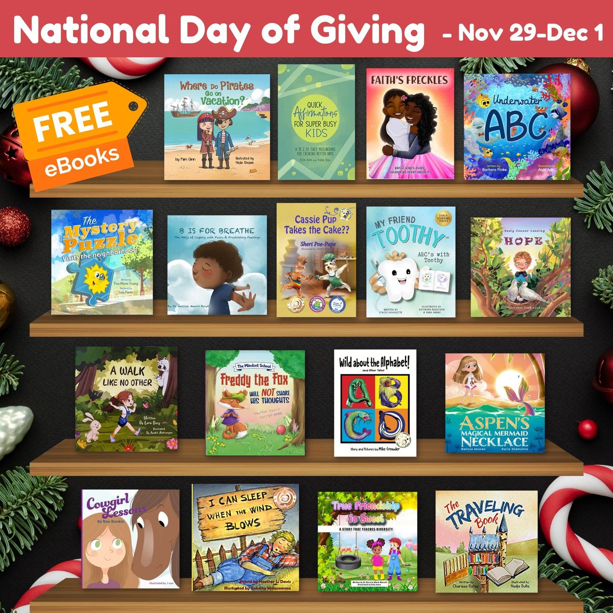 KimAnnWriter1's tweet photo. It's the National Day of Giving and I have partnered up with some author friends to "GIVE" you 17 Free eBooks to read with your children or students. With so many fun titles for you to download, you are sure to find some new books to enjoy. https://t.co/7OQKs77f3j https://t.co/yBZyt6yQSc