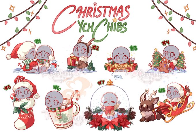 🎄CHRISTMAS YCH CHIBS OPEN! 🎄

-No set amount of slots but I will close them in 20-30 minutes!!
-Slots up on my ko -fi
-Rts appreciated <3
-PLS DO NOT COPY/TRACE THESE!! THEY ARE NOT FREE TO USE BASES. 