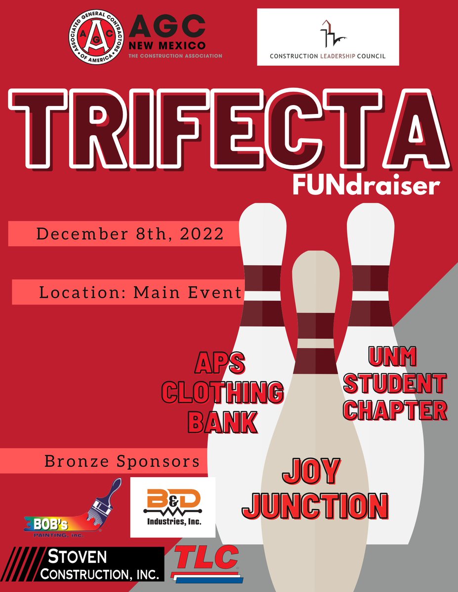 In the spirit of Giving Tuesday, you can support our giving efforts by purchasing a Bowling team or a Gold, Silver, or Bronze sponsorship of the event. All attendees will be required to bring a coat for a child in need or canned goods. 
 
#GivingTuesday2022