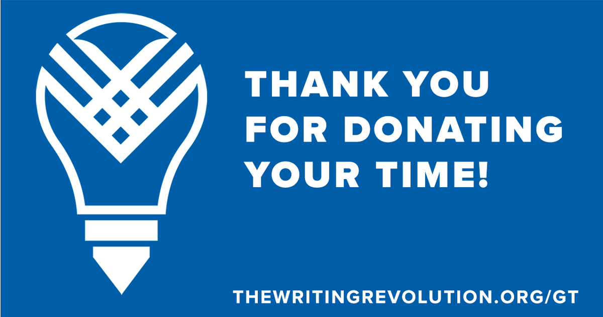 We send thanks to all of you for donating your time so far today. For those of you who wish to join us in celebrating student achievement, please visit our #GivingTuesday page to volunteer ➡️ thewritingrevolution.org/gt?utm_source=…