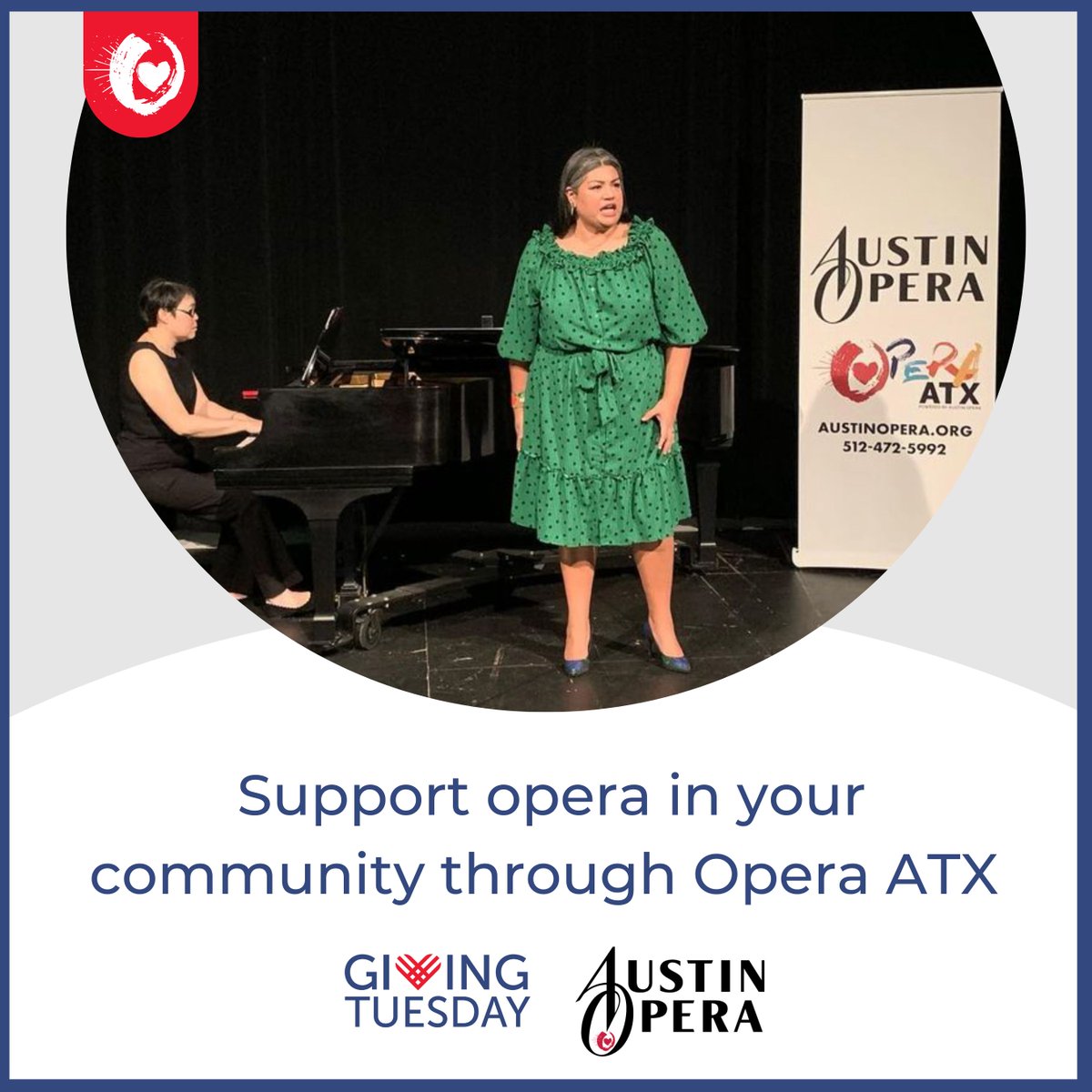 There is still time to celebrate #GivingTuesday! YOU can support innovative new programs that benefit artists, students, and everyone who loves music! All new or increased gifts made will be matched, thanks to Jeff Straathof and Mafalda Tan’s gift!❤️

➡️my.austinopera.org/donate/q/21