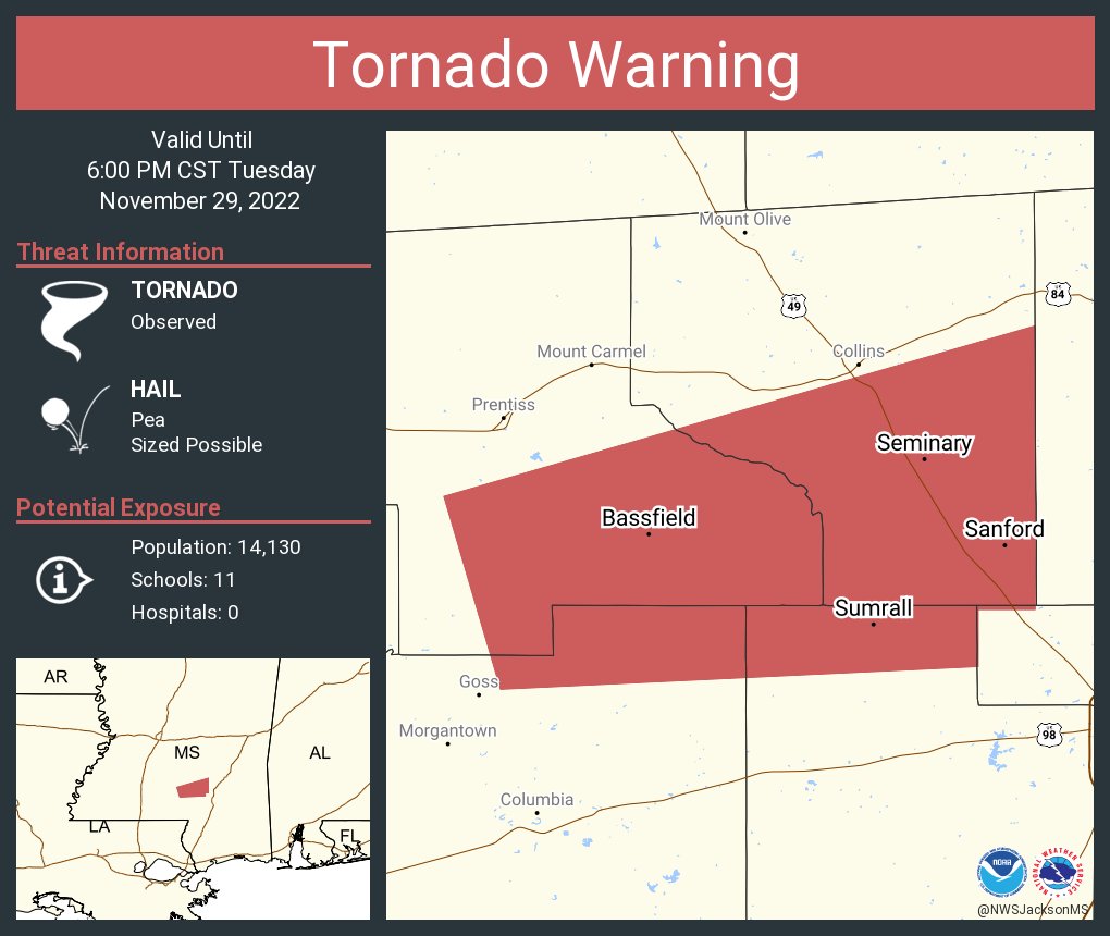 NWS Tornado on Twitter "Tornado Warning continues for Sumrall MS