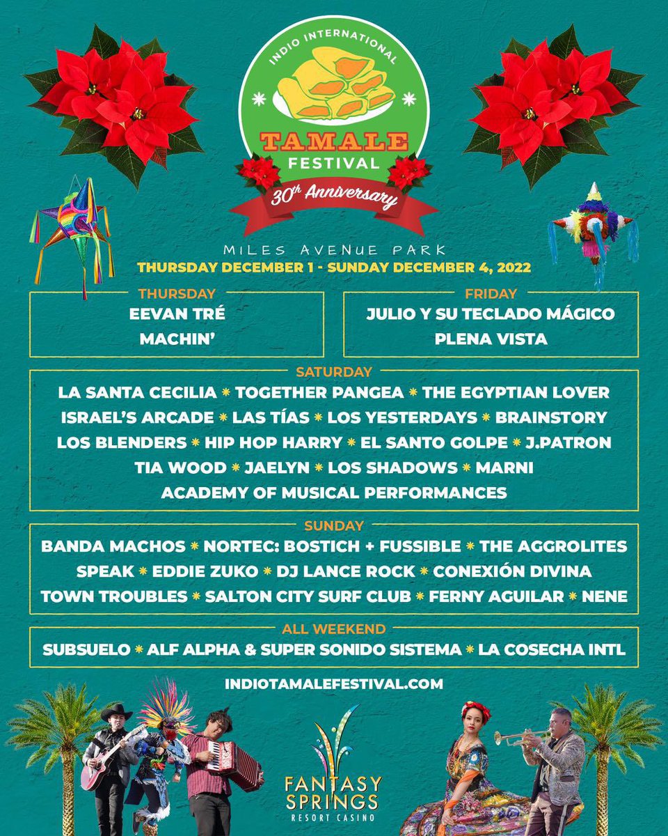 NortecBF's tweet photo. Domingo 04 Diciembre | Indio, California | Indio International Tamale Festival 🫔

Más detalles: https://t.co/88vmd8zDxb https://t.co/2dxSFokAFO