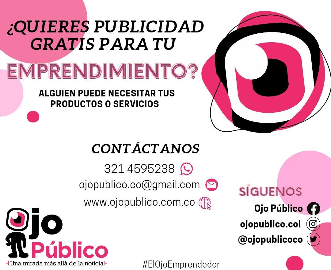 ojopublicoco's tweet photo. #ElOjoEmprendedor | #Emprendedores | #Ibagué | Si tienes un emprendimiento y lo quieres publicitar, nosotros te ayudamos. Desde Ojo Público queremos fortalecer la estrategia de marketing de tu negocio. 

Contáctanos por nuestras redes sociales o vía WhatsApp: 3214595238 https://t.co/G2ezTLExc6