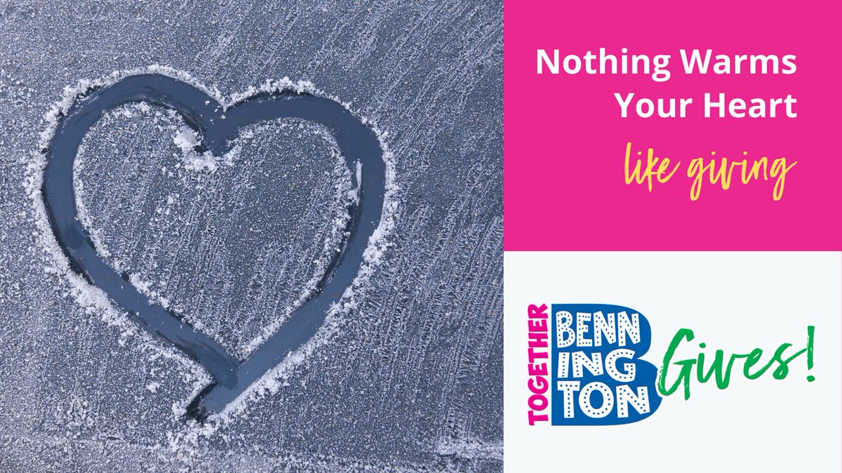 benncommfound's tweet photo. It may be cold outside, but nothing will warm your heart like helping our local nonprofits right here in Bennington. Go to https://t.co/0UFEgQ1Gmz, search for your favorite cause, and make a gift. Thanks for your support of Together Bennington Gives! #benningtongives https://t.co/7w7i7A7beU