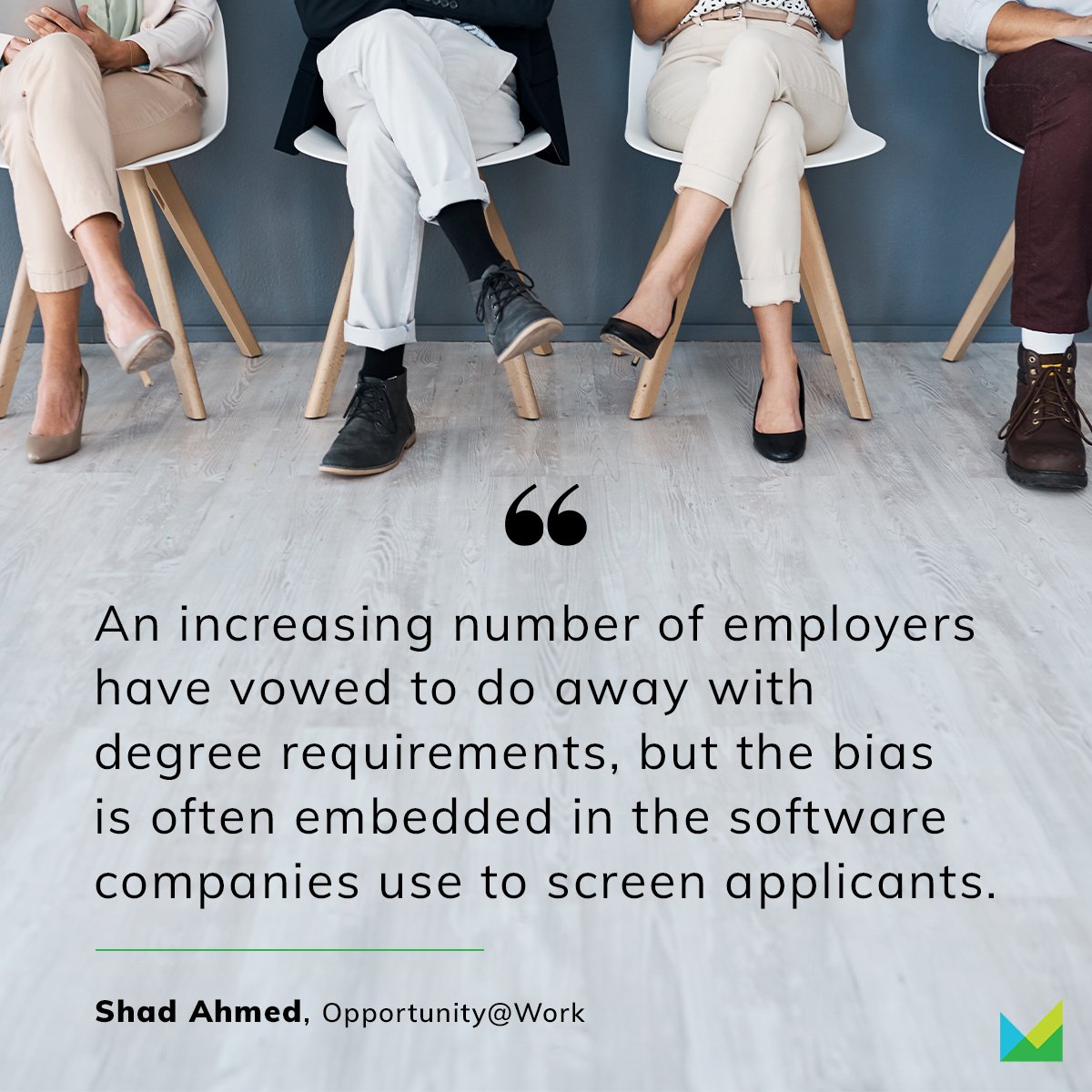 Marketplace's tweet photo. There are concerns that AI used in recruitment programs is disproportionately excluding women, people of color or those who don’t have degrees, even when they’re qualified for a job.

Now there are efforts to build new hiring tools to reverse that bias. https://t.co/NtvlYUAVt1 https://t.co/D89PMkObU8