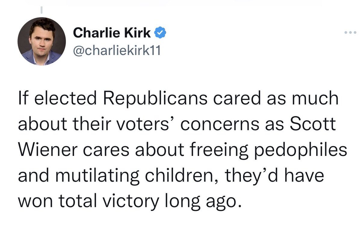 Senator Scott Wiener on Twitter "Here’s Charlie Kirk’s disgusting
