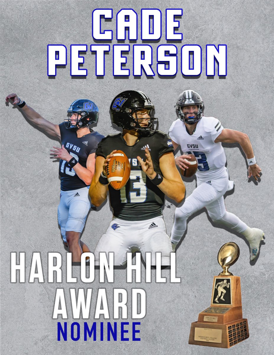 Congrats to junior QB Cade Peterson on his nomination for the 2022 Harlon Hill Award. Peterson was the GLIAC Offensive Player of the Year and the First-Team All-GLIAC QB. #AnchorUp