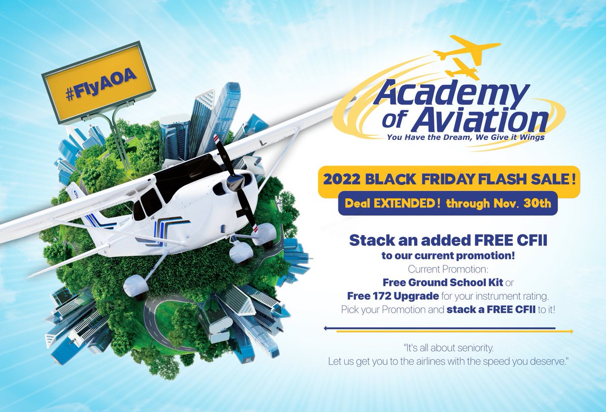Deal ends tomorrow! 
Pick your Promotion, for contracts signed by Nov. 30, 2022

Get a Free Ground School Kit or choose a Free 172 Upgrade for your instrument rating. Plus—