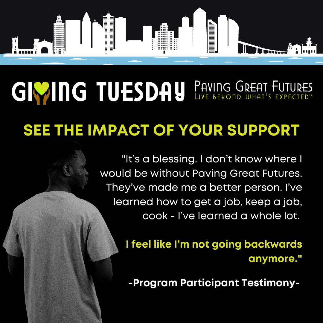 Your #GivingTuesday donation changes the lives of people in your neighborhood - someone's brother, your best friend from 8th grade, your old soccer club teammate, the girl you met at a bus stop, your mom's church friend's son. Real. People. 💚

DONATE:givingtuesday.mightycause.com/.../Paving-Gre…...