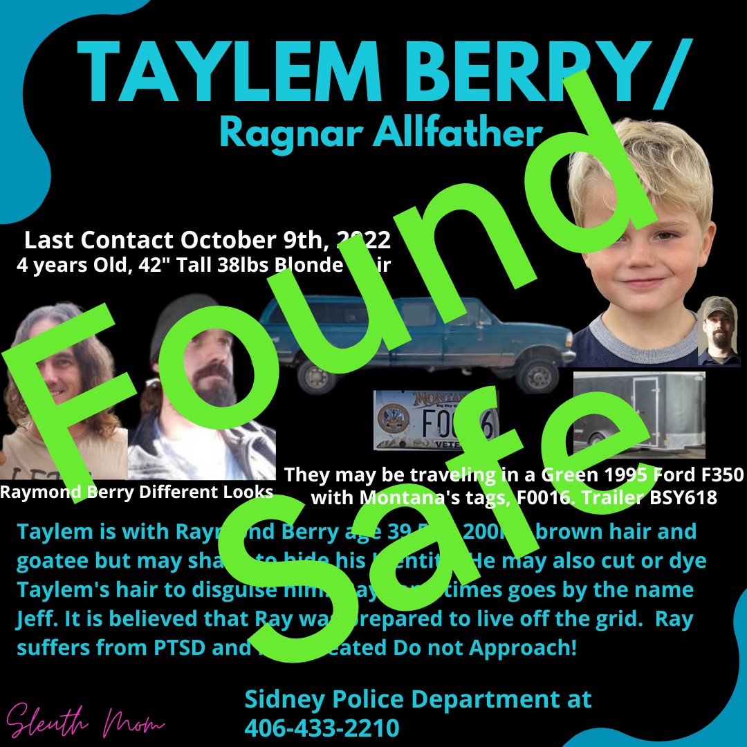 SleuthMom12's tweet photo. #TaylemBerry Has been #FOUNDSAFE and his Father has been #Arrested! Thank you everyone who shared! https://t.co/2zxQAapzME