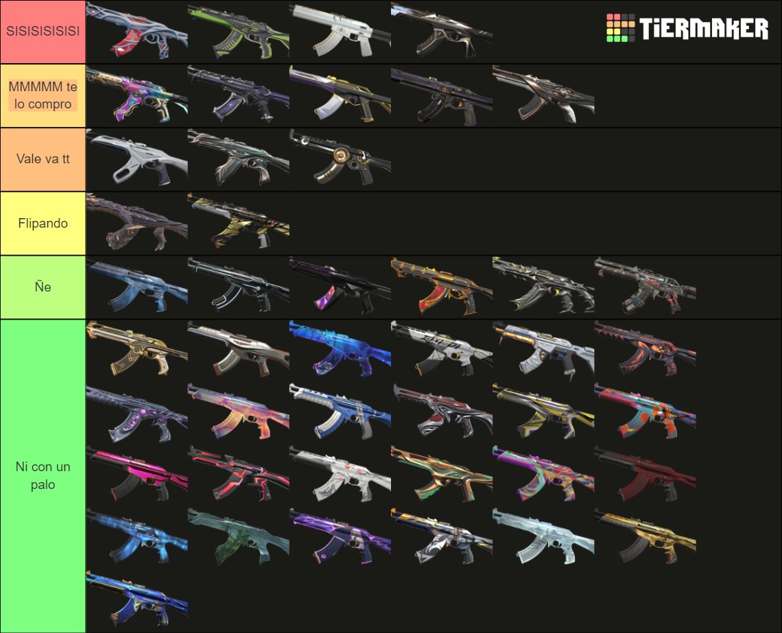Bons4400's tweet photo. Esta es mi tierlist de skins para Vandal :)
Opiniones?? https://t.co/PXX62phlFz