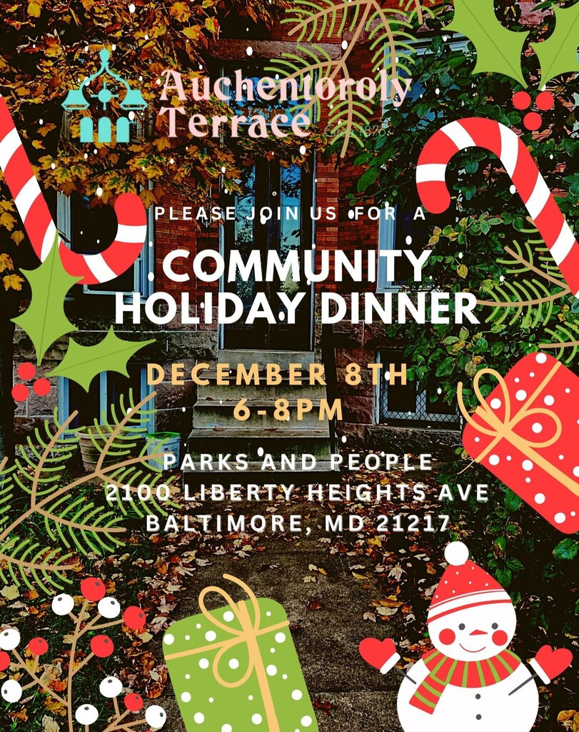 Join ATA for our Community Holiday Dinner on December 8th, 6-8pm, at Parks &amp; People! This dinner will be potluck style. Visit auchentorolyterrace.org for more info and to sign up. #auchentorolyterrace instagr.am/p/ClkCc6pP4II/