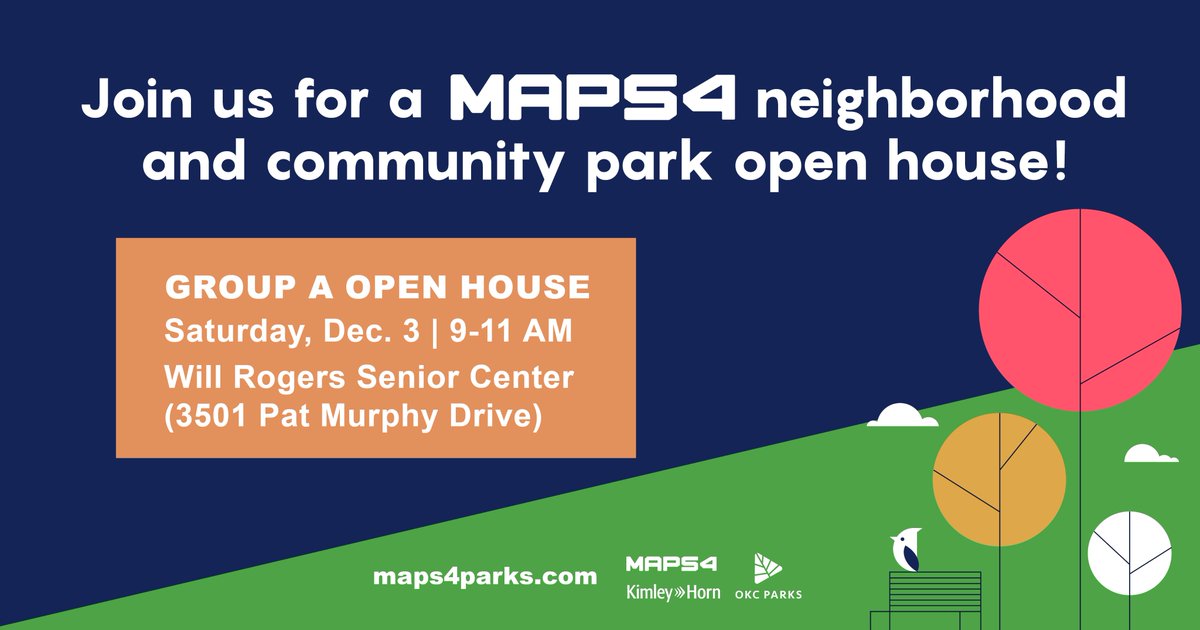 .<a href="/maps4okc/">MAPS 4</a> &amp; <a href="/okcparks/">OKC Parks</a> will be hosting open houses over the coming months, to receive input about the MAPS 4 parks package. The 1st open house will focus on parks in Group A and is this Saturday from 9-11am. The only #wardsix park in Group A is St. Clair Park.