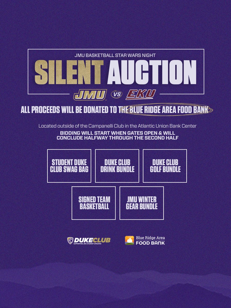 JMUMBasketball's tweet photo. Do or do not. There is no try. 👀

Make sure you're in the house for STAR WARS night on Friday!

✅ Poster Giveaway
✅ LEGO Set
✅ Silent Auction
✅ Tip at 7pm

Get your tickets NOW ⬇️

🎟️ | https://t.co/4tYRVs4Ags

#GoDukes https://t.co/iP4YeNGcoa