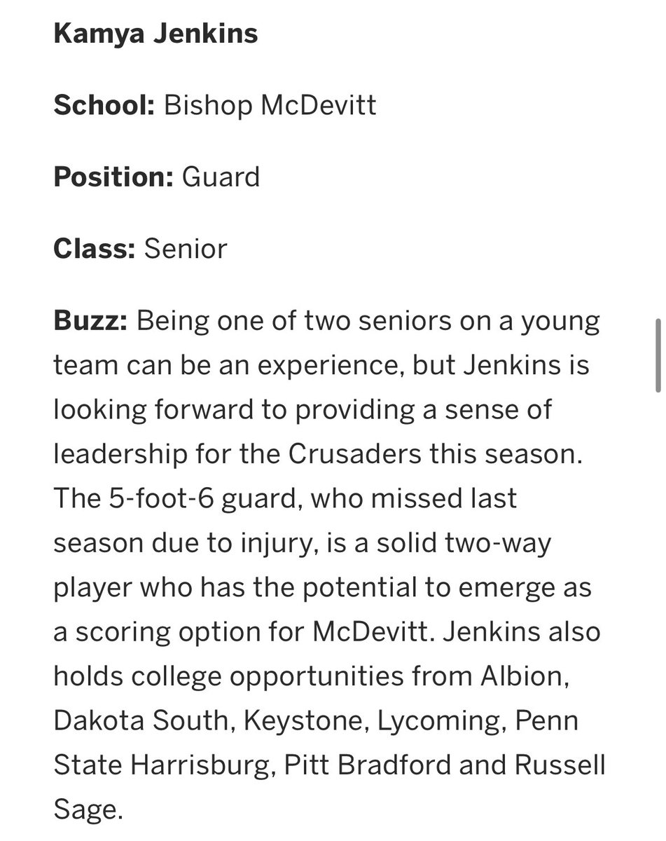 <a href="/__Kammm/">Kamya Jenkins</a> <a href="/LadyCruBBall/">Bishop McDevitt Girls Basketball</a> #McD🏀💙💛