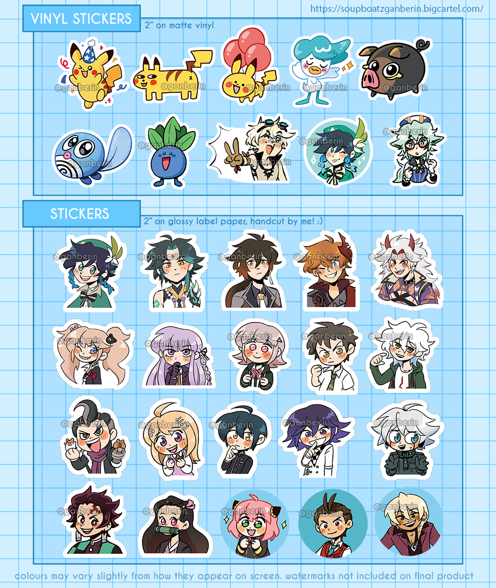 ganberin's tweet photo. [rt 💕] ONLINE SH0P OPEN!! 💖✨
We have Genshin Impact, Danganronpa, Spy x Family, Pokemon, Ace Attorney, Demon Slayer, MITSURU ENSTARS, and is that.. Hastune Miku?? (+ more!)

Discount code and link in replies ✨

This store closes Dec 19th, so grab things while you can! https://t.co/8xG7cCCKKf