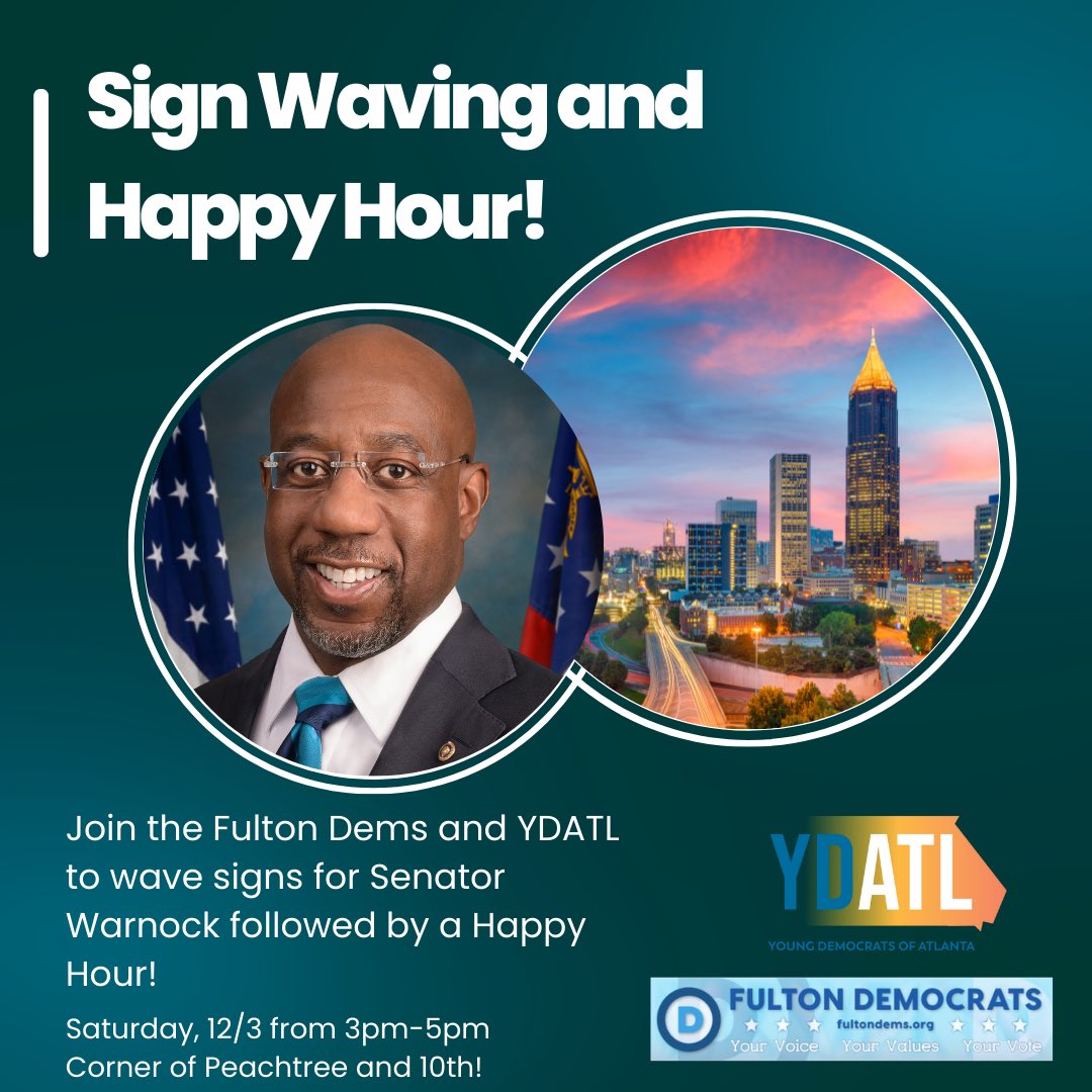 ydatl's tweet photo. We’re kicking off our GOTV weekend with some sign waving on Saturday! Come out and join us! https://t.co/MBvINlGBCX