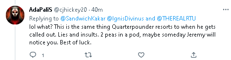 SandwichKakar's tweet photo. @cjhickey20 @IgnisDivinus @THEREALRTU You called me a liar so i came back at you with a lie from your favorite fat man that your defending and all of the sudden you don't know what im talking about. stop projecting bro its embarassing hes doing it to himself already. https://t.co/e6vSv3wkxn