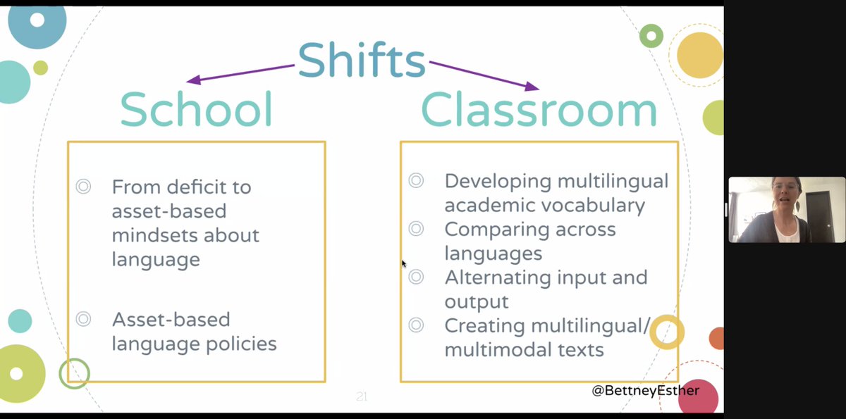 constancekkg's tweet photo. Excellent, but short hour with @BettneyEsther about the importance of #multilingualism in #internationalschools - #mlchat #deij #aieloc #WIDA @ConcordiaSH https://t.co/3w6tzDD3a1