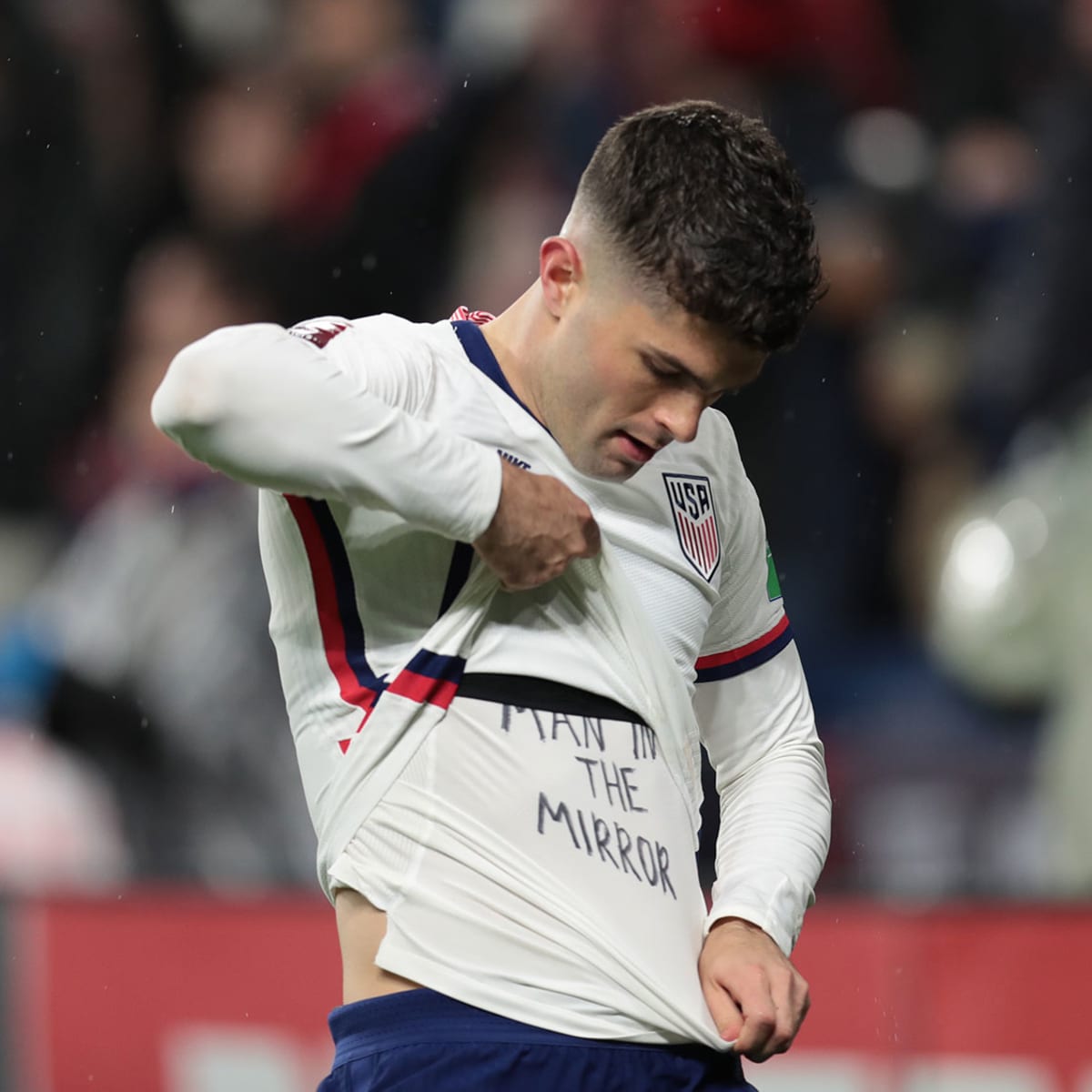 usmntonly's tweet photo. Christian Pulisic's record in big games is incredible 👏

- Goal vs. Real Madrid in the UCL semifinals
- Goals vs. Mexico in the Nations League final, World Cup qualifying
- FA Cup Final vs. Arsenal
- Goals vs Liverpool, Man City 
- Must win in the World Cup vs. Iran

🇺🇸🇺🇸🇺🇸 https://t.co/yXT3mRNV9F