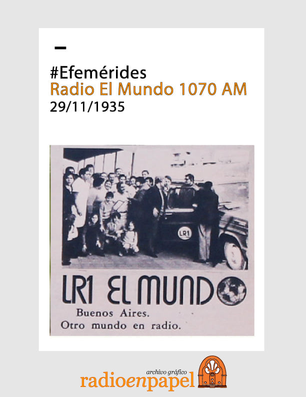 RadioenPapel's tweet photo. #EFEMERIDES | En 1935, nacía LR1 #RadioElMundo Una leyenda radial, a tal punto que se la llegó a llamar "la BBC Argentina".
Vaya nuestro agradecimiento por ser parte del aire.
#efemerideradial #102AñosdeRadio #DestapeMundoAM1070 https://t.co/Oar2hK9LBJ