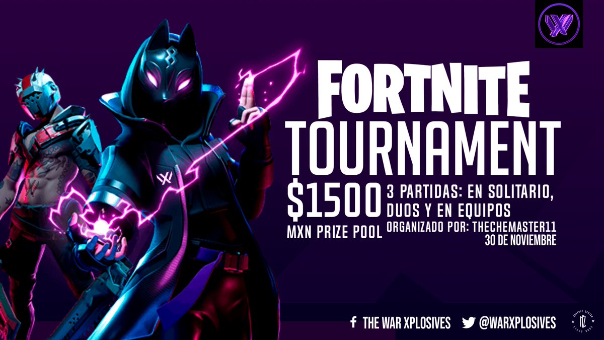 thechemaster11's tweet photo. BANDITA MAÑANA TORNEO DE FORTNITE 
Requisitos: 
Seguir a @warXplosives🤙
Seguir a @thechemaster11 ósea yo merengues 😎
Darle like y retwit por favor 🔥 
l@s interesad@s y que hayan cumplido los pasos envienme DM para pasarles toda la info https://t.co/AytGOrfJzA