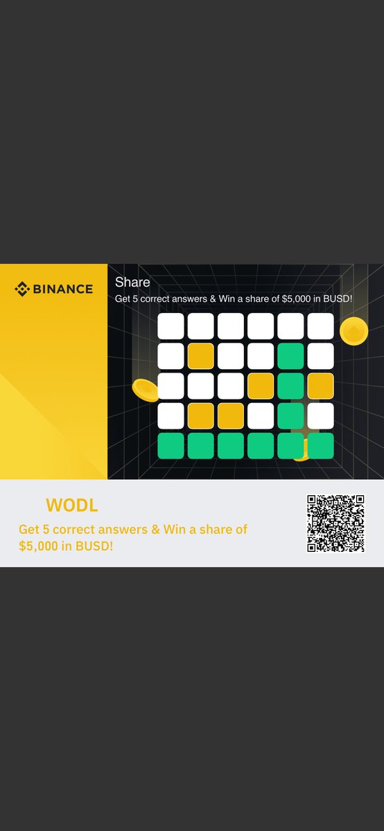 smallmenroom's tweet photo. WODL
Get 5 correct answers &amp; Win a share of $5,000 in BUSD! https://t.co/ebP7s3zJ35 https://t.co/PJ5TRDPEE7