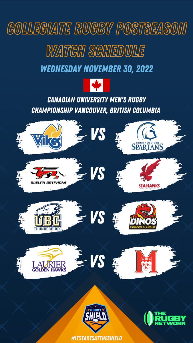 Tomorrows slate of postseason collegiate rugby

#ItStartsAtTheShield