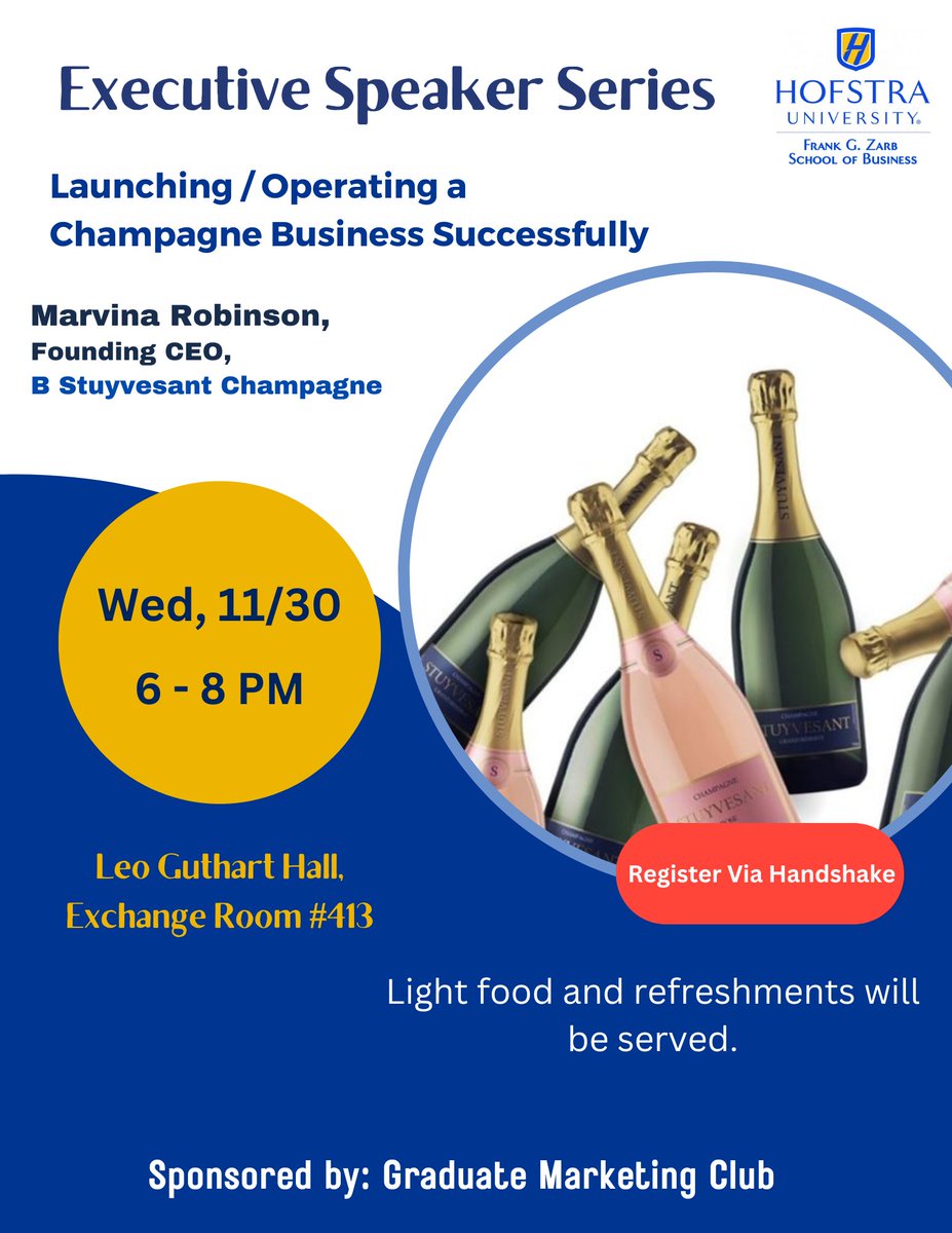 ZarbSchool's tweet photo. Join the @ZarbSchool @HofstraU Grad Marketing Club on 11/30 for a talk with @StuyvesantCham1 founding CEO Marvina Robinson! https://t.co/AqqJVf4BTz