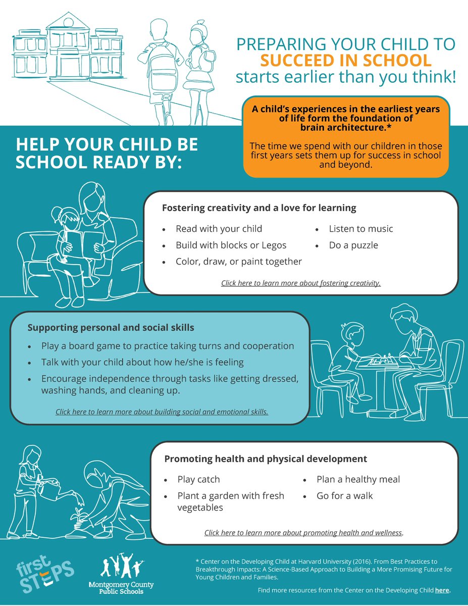 mcps_va's tweet photo. Preparing your child for success in school starts earlier than you think! Here are some ways you can help your child be school ready. #ThisisMCPS https://t.co/DJ7Ikv1J3M