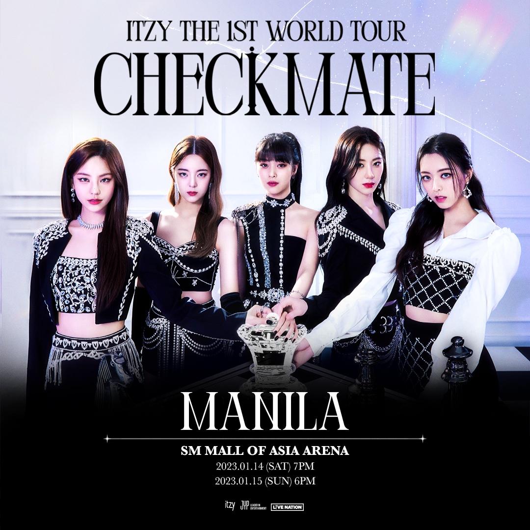 livenationph's tweet photo. Good news, MIDZY! ♟️ Additional seats will be released for ITZY THE 1ST WORLD TOUR <CHECKMATE> in Manila TOMORROW, Dec 1, at 11AM at SM Tickets.

📆 Jan 14&amp;15, 2023 
📍SM Mall of Asia Arena 

#ITZY #MIDZY 
#ITZY_WORLD_TOUR 
#ITZY_CHECKMATE 
#ITZY_BoysLikeYou https://t.co/F19ESlNZJG