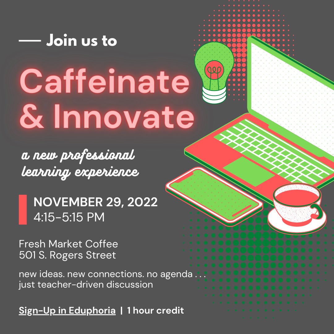 We had our second Caffeinate &amp; Innovate gathering which ended just in time for the Waxahachie Christmas parade. We shared experiences we’ve had about teaching &amp; innovation with a few take-aways for the classroom! #limitless <a href="/WaxahachieISD/">Waxahachie ISD</a> @frshmrktcoffee